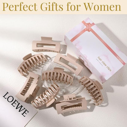 Blond Hair Clips for Women - 8 Pack 4.3 Inch Large Matte Banana Claw Clips for Women Thin Thick Curly Hair, Big Strong Hold jaw