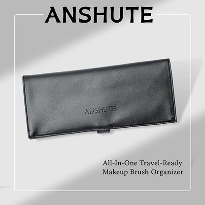 Travel-Ready Makeup Brush Organizer Bag Black - Multi - Zone 9.25 in × 16.2 in PU Leather Cosmetic Case, Makeup Brush Holder, Makeup Brush Case