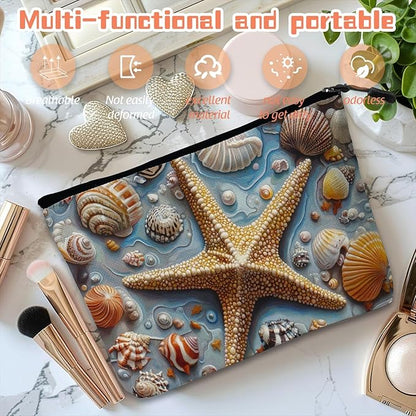 Cosmetic Bags Travel Makeup Toilet Case Waterproof Pouch for Women Girls 6.7X9.45inches - The Enchanting Allure of Marine Treasures