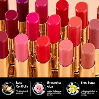 Moisture Gold Lipstick for Women Hydrate Tinted Lip Balm for Dry Cracked Lips Glossy Lip Color Juicy Finish, MA072 Winner Gold