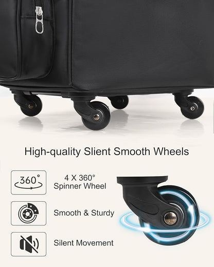 Relavel Rolling Makeup Train Case with Large Makeup Case, Hairstylist Traveling Bags with 5 Small Clear Bags, Cosmetology Case on Wheels, Hair Tools and Cosmetics Storage Organizer Trolley Suitcase