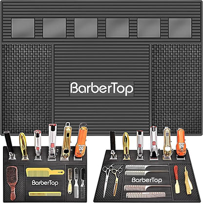 Magnetic Mat 19x12.5 Inch 6 Slots Barber Tray Hairdressing Electric Clippers Storage Mat Salon Table Tools Nonslip Cushion Heat Resistant Pad for Clippers Scissors Combs for Barbershop Salon, Home