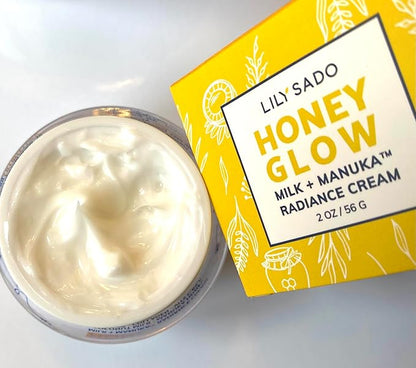 LILY SADO HONEY GLOW Radiance Cream Face Moisturizer - Natural Daily Facial Lotion w Manuka Honey, Coconut, Apricot, Gotu Kola, and VITS B5 & E - Amazing Anti Aging Formula. 2 oz