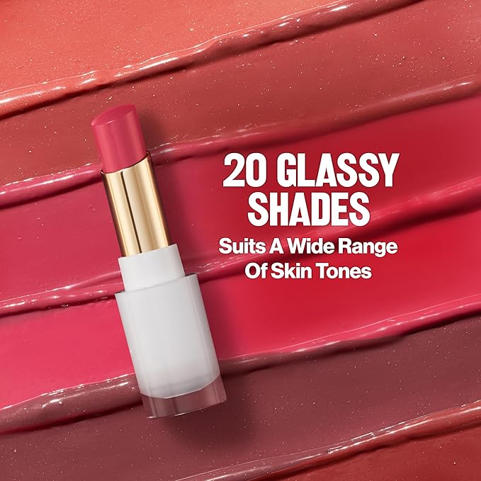 REVLON Super Lustrous Glass Shine Balm, Hydrating Tinted Lipstick, Sheer, Glossy Shiny Finish, 010 Spiced Wine, 0.11 oz