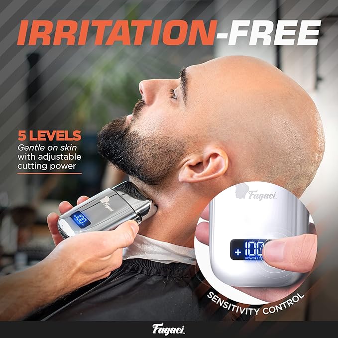 Fagaci Professional Hair Clippers for Barbers with Precise Cutting, 5 Speeds Double Foil Shavers for Men, Turbo Power Cordless Hair Clippers, Clean Shaving Foil Razor, Clippers for Hair Cutting