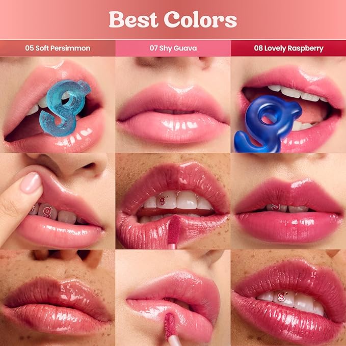COLORGRAM Fruity Glass Tint 04 Adorable Berry | Korean Long Lasting & Waterproof Lip Stain | Glossy Dewy Lip Gloss, Highly Pigmented Strawberry Pink Shade with Glowing effect 0.11 Oz.