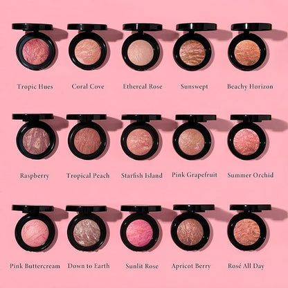 LAURA GELLER NEW YORK Baked Blush-n-Brighten Marbleized Blush for Cheeks - Beachy Horizon - Natural Finish