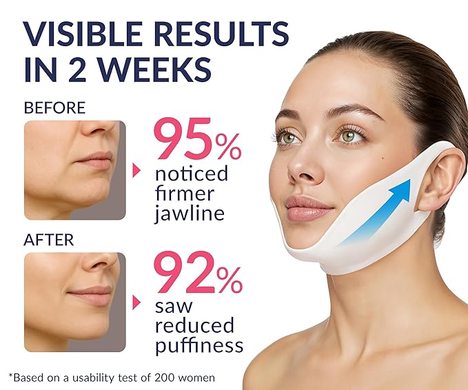 Stylia V Line Lifting Collagen Mask - Lift, Firm & Contour Jawline - Tightening Double Chin Strap with Hyaluronic Acid & Aloe - Neck Lift & Face Tightening Mask - Jawline Shaper Face Lift Tape (5PC)