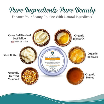Dr. Dave's Primal Essence Grass Fed Beef Tallow Balm for Face and Body with Shea Butter, Organic Jojoba Oil, Honey, and Beeswax – Beef Tallow for Skin – Unscented Balm – 1 oz