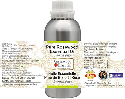 Greenwood Essential Pure Rosewood Essential Oil (Dalbergia Sissoo) Steam Distilled 300ml (10.1 oz)