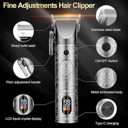 Hair Clippers for Man T-Blade Trimmer Nose Hair Trimmer Electric Shaver Set, Professional 4 in 1 Barber Clippers Set for Haircut, Men’s Grooming Kit with LCD Display, Ideal Gift for Him