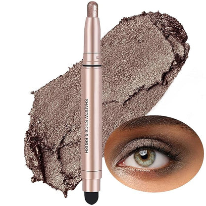 Dark Brown Eyeshadow Stick Makeup, Highlighter Cream Eye Shadow Pencil, Waterproof Hypoallergenic Long Lasting Matte Crayon, Glitter Primer Palette Shimmer Eyeliner Pen