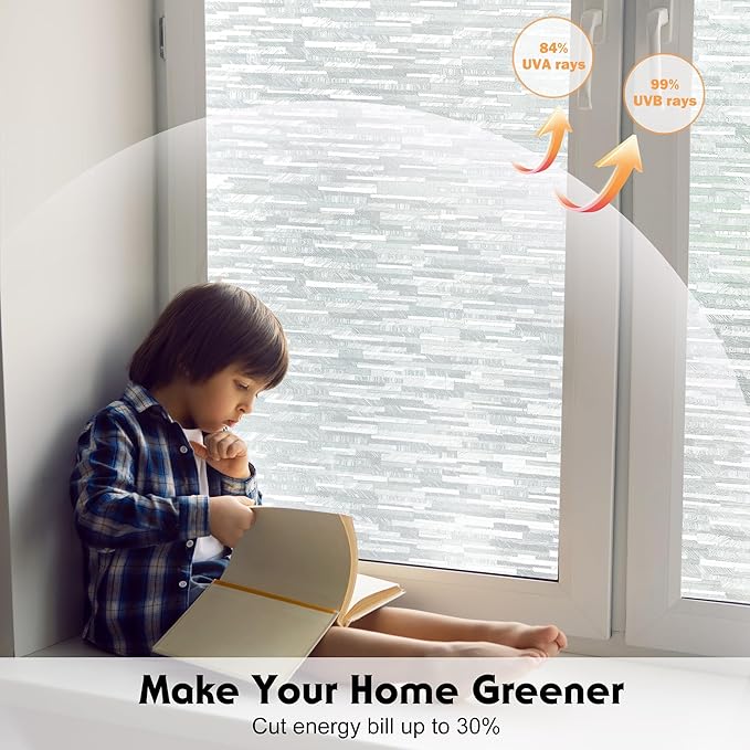 Volcanics Privacy Film - Frosted Glass, Removable Window Clings for Home Office, Static Cling Opaque Stickers, UV Blocking 23.6 x 78.7 Inches