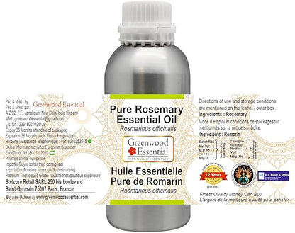 Greenwood Essential Pure Rosemary Essential Oil (Rosmarinus officinalis) Steam Distilled 300ml (10 oz)
