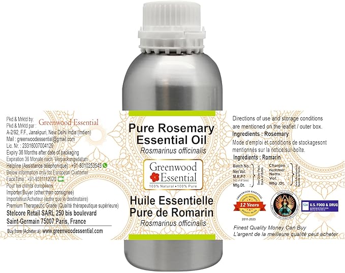 Greenwood Essential Pure Rosemary Essential Oil (Rosmarinus officinalis) Steam Distilled 1250ml (42 oz)