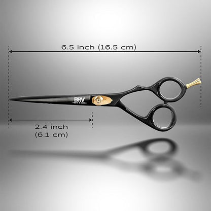 Razor Sharp Hair Scissors - 6.5" - Hammer Forged & Hand Sharpened - 100% Stainless Steel - RIGHT HANDED (Black)