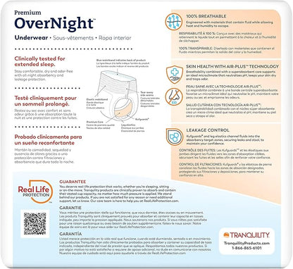 Tranquility Premium Overnight Disposable Absorbent Underwear (18 Count) - M, 34-48 in. Waist - Maximum Absorbency, All-Night Sleep, Breathable Comfort, Adult Diapers