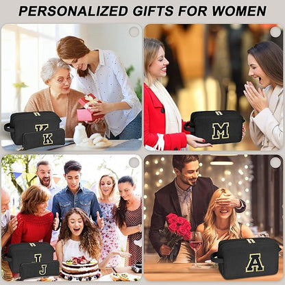 YOOLIFE Initial Travel Makeup Bag Cosmetic Bag - Teen Girl Gifts Trendy Stuff Friend Birthday Gifts for Women Teen Girl Kids