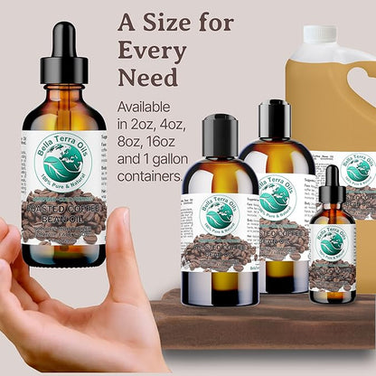 Bella Terra Oils Premium Roasted Coffee Bean Oil – 1 gallon, Carrier Oil, Aromatic, Antioxidant-Rich, for Skin & Hair Care