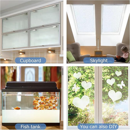 HIDBEA Frosted Window Privacy Film - Non Adhesive Static Cling Glass Stickers Sun UV Blocking Heat Control Door Covering Decals for Home Office, 17.3 x 98.4 Inch