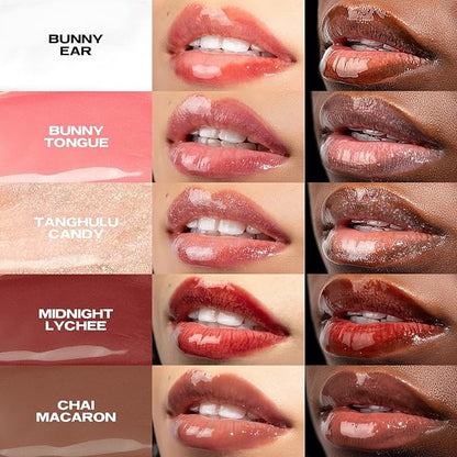 Sacheu Lip Elixir Nourishing and Hydrating Lipgloss — Moisturizing Plumping Lip Gloss Enriched with Collagen, Non-Sticky Lip Color Smooth High-Shine Finish, Vegan & Cruelty-Free, Chai Macaron