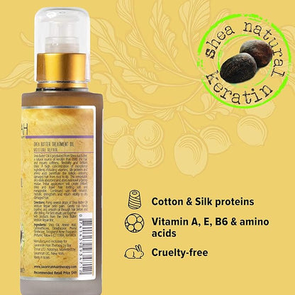 Savannah Hair Therapy Hair Oil with Shea Butter & Keratin- Restore, Revive, Nourish for Dry, Damaged & Color Treated Hair, 3.38 Fl Oz/100 ml