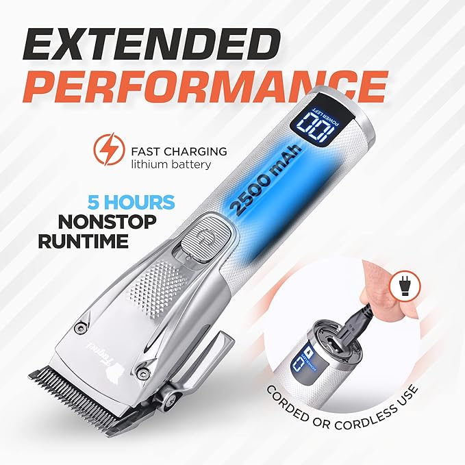 Fagaci Professional Hair Clippers for Barbers with Precise Cutting, 5 Speeds Double Foil Shavers for Men, Turbo Power Cordless Hair Clippers, Clean Shaving Foil Razor, Clippers for Hair Cutting