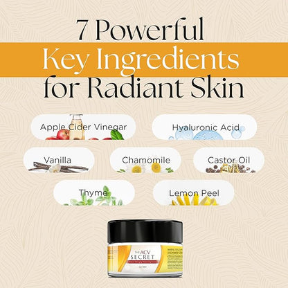 UpWellness The ACV Secret Skin Moisturizer - Hydrating Cream with Apple Cider Vinegar, Hyaluronic Acid, Castor Oil, and More - Protect and Restore Skin - Physician Formulated - 30 ml