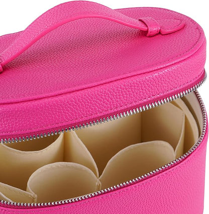 Makeup Bag Vanity Case Cosmetic Bag with Removable Divider Travel Toiletry Bag for Women Portable Make up Box Organizer, Rose