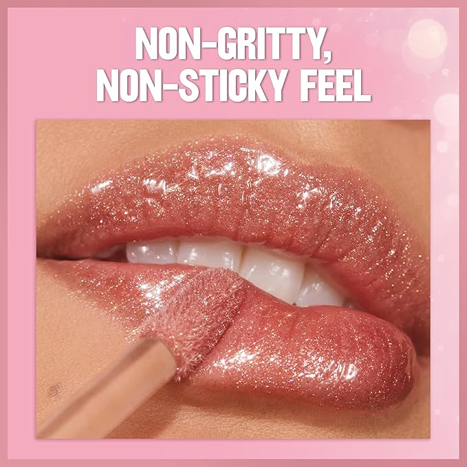 REVLON Super Lustrous Glimmer Gloss, Hydrating Lip Makeup, Non-Sticky, High-Shine Finish, Plant-Based Glitter, 010 Indigo Ice, 0.13 fl oz