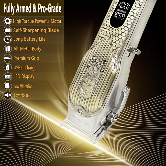 VanEdwinPro Professional Cordless Hair Clippers for Men, Heavy Duty Cutting Performance, Premium Feel Texture & Grip, Mens Hair Clippers for Barbers, Quiet Hair Trimmers for Men & Kids