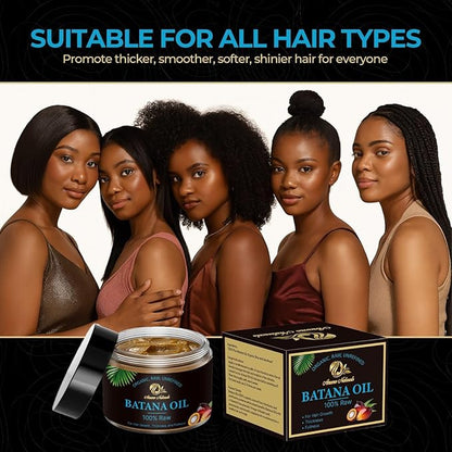 100% Pure Batana Oil – Raw, Organic & Unrefined Hair & Scalp Moisturizer | Natural Batana Hair Oil for Hair Growth | Rich in Vitamin E, Omega-6 & Phytosterols | Nourishes Dry & Damaged Hair – 4 oz