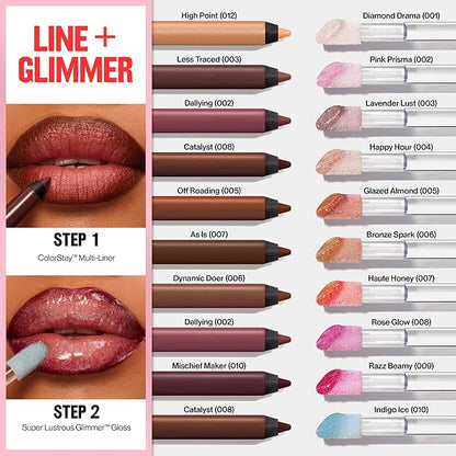 REVLON Super Lustrous Glimmer Gloss, Non-Sticky Lip Gloss, High-Shine Finish, Plant-Based Glitter, 001 Diamond Drama, 0.13 fl oz