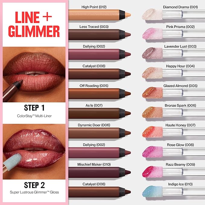 REVLON Super Lustrous Glimmer Gloss, Non-Sticky Lip Gloss, High-Shine Finish, Plant-Based Glitter, 009 Razz Beamy, 0.13 fl oz
