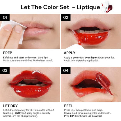Liptique Korean Lip Stain Peel Off - 24 Hour Long Lasting Lip Tattoo, Waterproof & Transfer Proof, Nourishing & Hydrating Lip Tint for Women, Instant Plumping Lip Tints Peel Off (008 BROWYY)