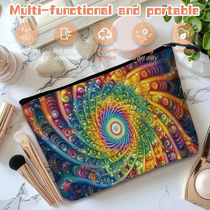Cosmetic Bags Travel Makeup Toilet Case Waterproof Pouch for Women Girls 6.7X9.45inches - Abstract Art Style Spirals