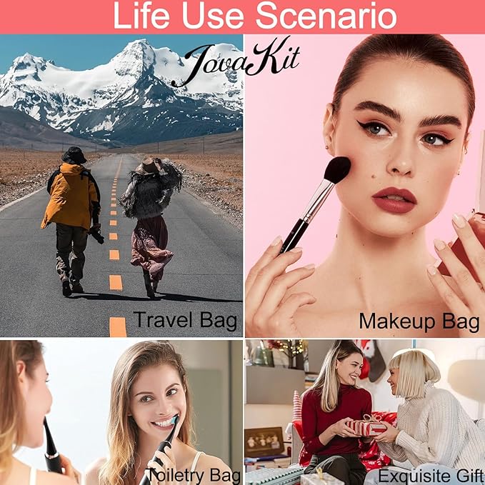 JOVAKIT Makeup Bag Cosmetic Bags for Women, Christmas Gifts for Girls Age 6-18, Alphabet Pink Floral Coquette Zipper Travel Makeup Pouch, Organizer Case Trendy Stuff (Pink Floral P)