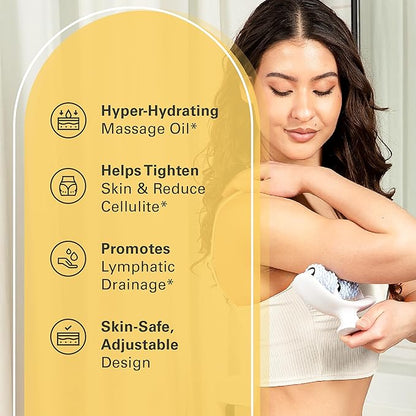 Anti Cellulite Oil and Lymphatic Drainage Massager Kit | Fascia Blaster for Contoured & Smoother Skin | Muscle Roller for Sore Arms, Legs, and Stomach, 8 fl oz by M3 Naturals