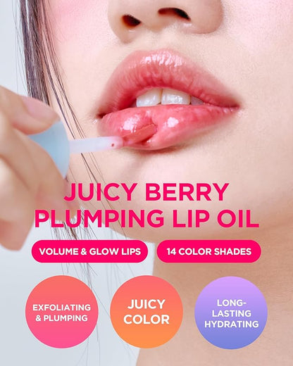 TOCOBO Juicy Berry Plumping Lip Oil 05 Rosy Girl – Korean Vegan Hydrating Lip Oil with Plant Oils for High Shine Gloss - Non Sticky Formula for All Skin Tones, 0.12 fl.oz.