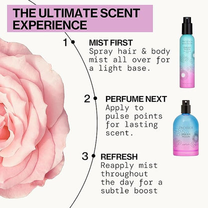 Pacifica Hair Perfume & Body Fragrance Spray Mist - Dream Moon with Bergamot, Pear, Pink Rose, Coconut, Vanilla, Sandalwood & Patchouli – Alcohol-Free, Vegan & Cruelty-Free, 5 oz (1 Count)