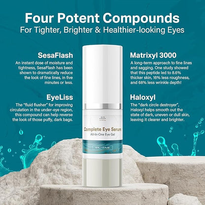 Sun Coast Sciences - Complete Eye Serum by Dr. Mark Rosenberg for Wrinkle Reduction, Dark Spot Fading, and Under-Eye Bags Treatment (Pack of 3)