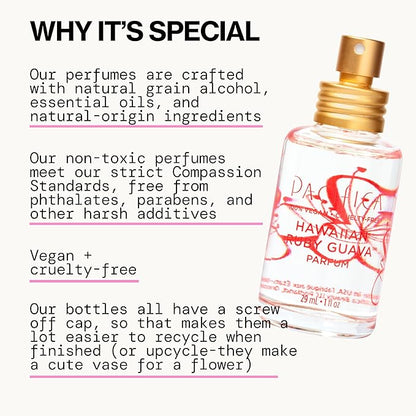 Pacifica Hawaiian Ruby Guava Spray Perfume - Vegan, Cruelty-Free Personal Fragrance with Essential Oils