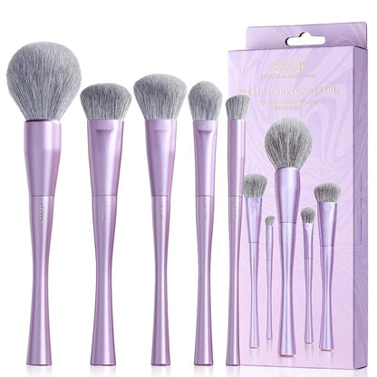 Jessup Makeup Brushes Face 5pcs, Premium Synthetic Make Up Brushes Set for Foundation Contour Blush Highlighter and Powder, Luxury Purple T514