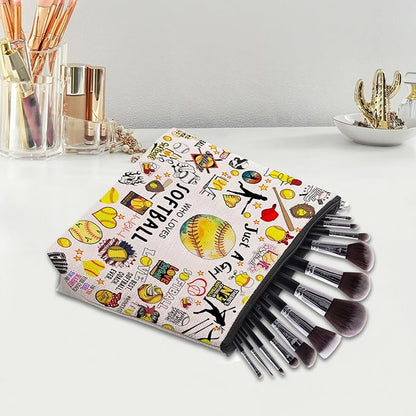 Softball Gifts: Cosmetic Bag & Travel Pouch for Women, Birthday Gifts for Softball Fans & Players, Coach Accessories
