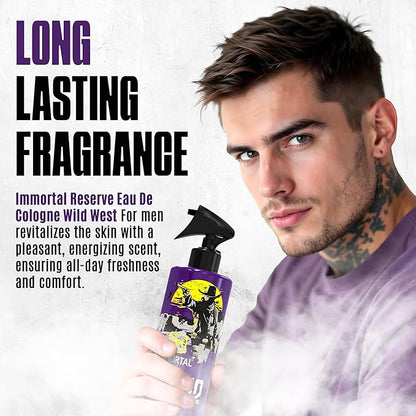 Immortal NYC Reserve 12 Wild West, After Shave Spray Body/Face Men's Cologne,17oz, Exclusive Barbers, Softens Skin, Refreshes, Disinfects and Relieves Face and Skin, Moisturizing Formula After Shaving