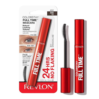 Revlon ColorStay Full Time Volumizing Mascara, 24 Hour Wear, Smudge-Proof, Non-Clumping, Flake-Free, Stocking Stuffer for Her, 402 Black Brown