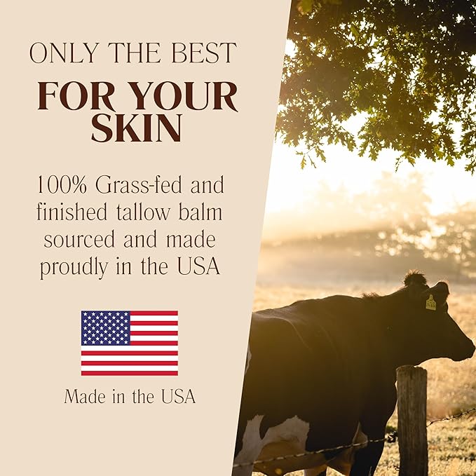 Beef Tallow for Skin, Beef Tallow for Face, Whipped Tallow Balm, Beef Tallow Moisturizer - Tallow Face Moisturizer, Tallow Cream | 100% Grass Fed, Lavender, 2 oz
