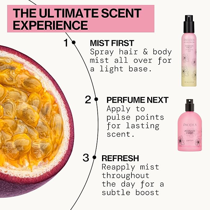 Pacifica Passion Fruit Perfume – Tropical Fruity Floral Clean Perfume for Women with Passionfruit, Pineapple & Vanilla, Vegan, Non-Toxic, Beachy Summer Scent (2 fl oz)