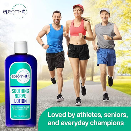 Epsom-It Soothing Nerve Lotion - Epsom Salt Magnesium Lotion, Topical Magnesium Cream with Capsaicin & Arnica to Provide Comfort for Legs, Knee and Feet, 8.0 oz.