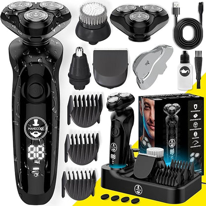 7-in-1 Electric Razor for Men with USB Charging Station - Shaver with Floating 8 Contouring Technology and IQ Cleaning Sensor